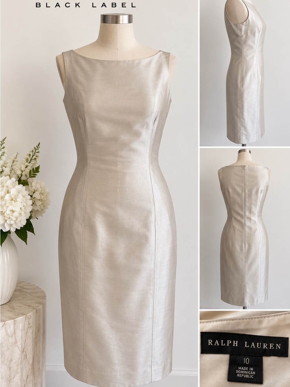 Black label Ralph Lauren Silver Sheath Dress